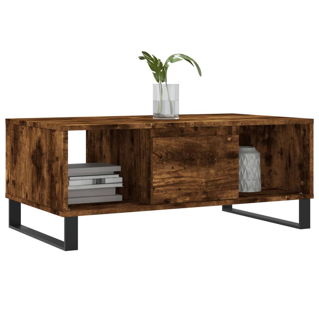 Salontafel 90x50x36,5 cm bewerkt hout gerookt eikenkleurig