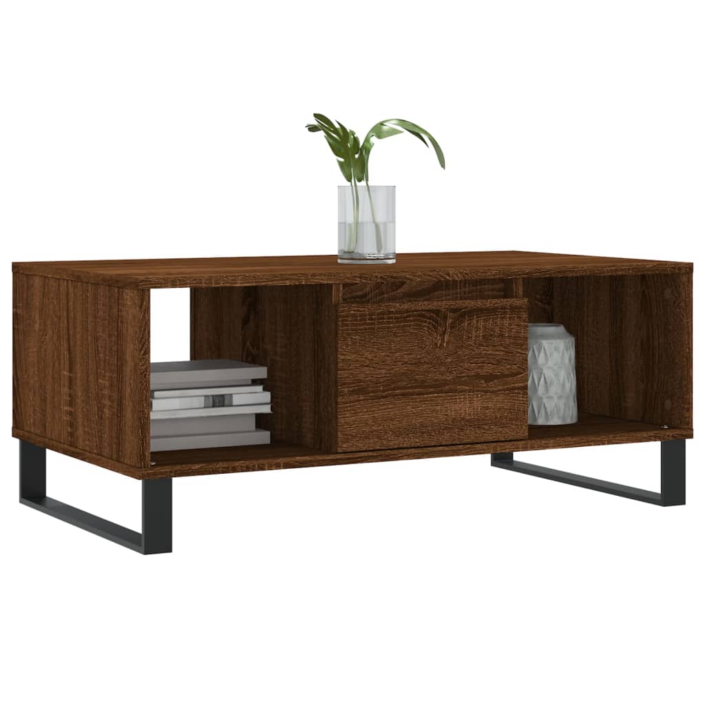 Salontafel 90x50x36,5 cm bewerkt hout bruin eikenkleur