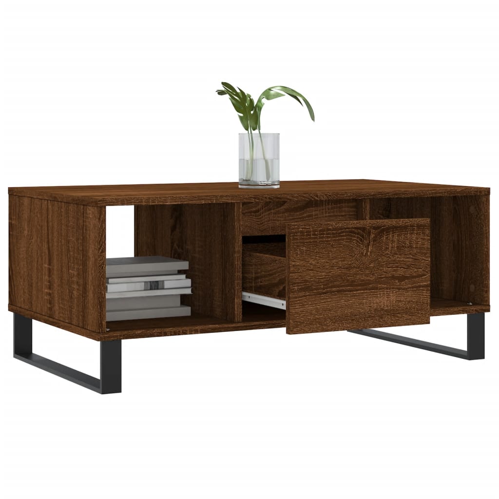 Salontafel 90x50x36,5 cm bewerkt hout bruin eikenkleur