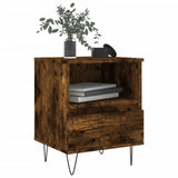 Nachtkastje 40x35x50 cm bewerkt hout gerookt eikenkleurig