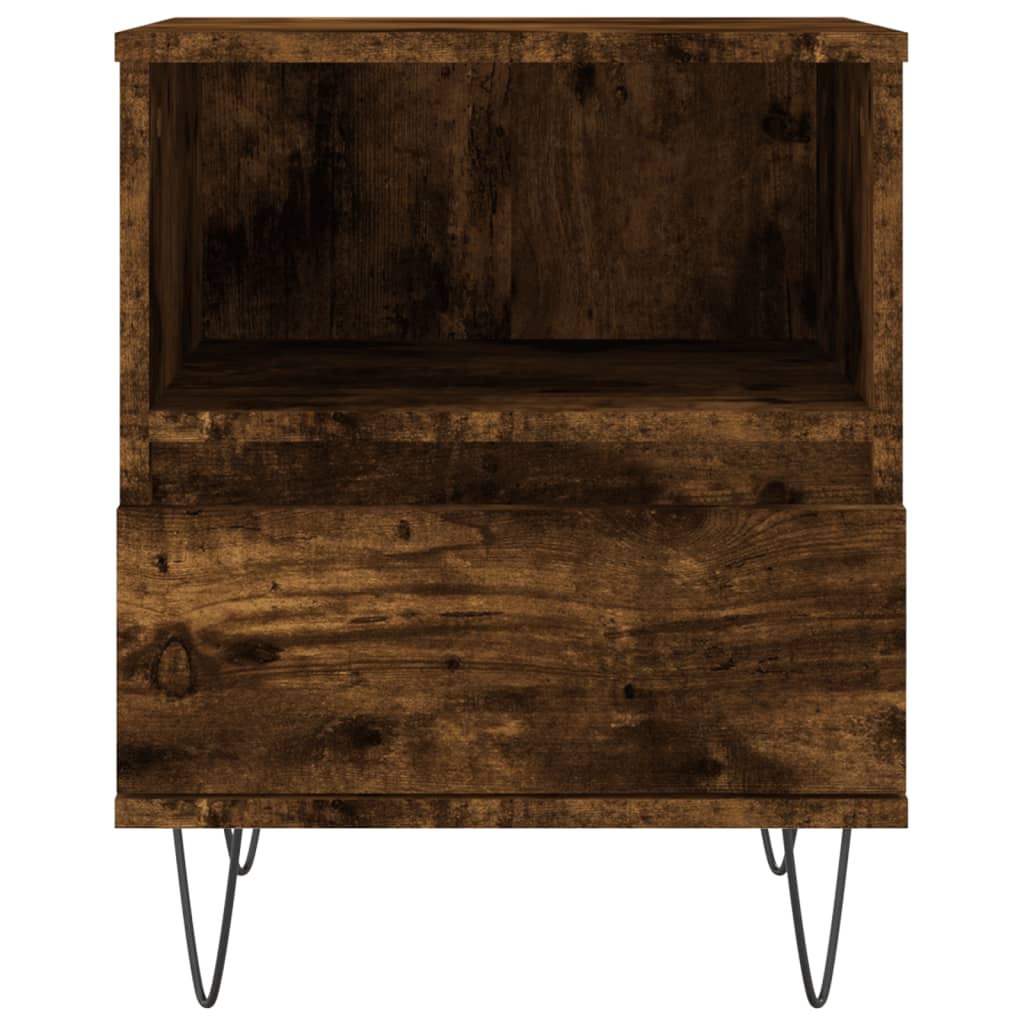 Nachtkastje 40x35x50 cm bewerkt hout gerookt eikenkleurig