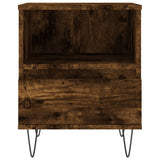 Nachtkastje 40x35x50 cm bewerkt hout gerookt eikenkleurig
