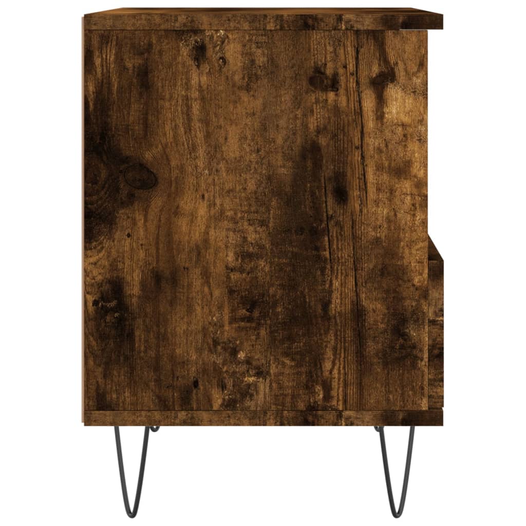 Nachtkastje 40x35x50 cm bewerkt hout gerookt eikenkleurig