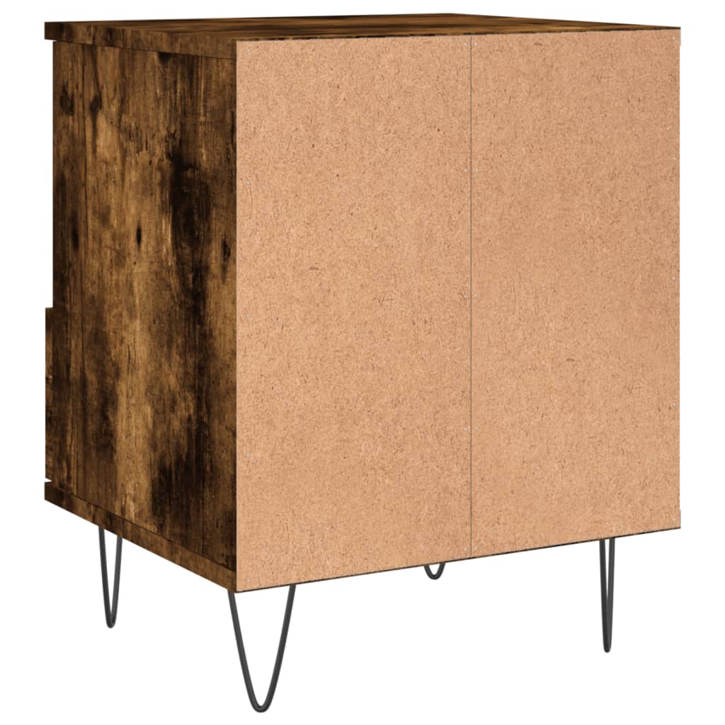 Nachtkastje 40x35x50 cm bewerkt hout gerookt eikenkleurig
