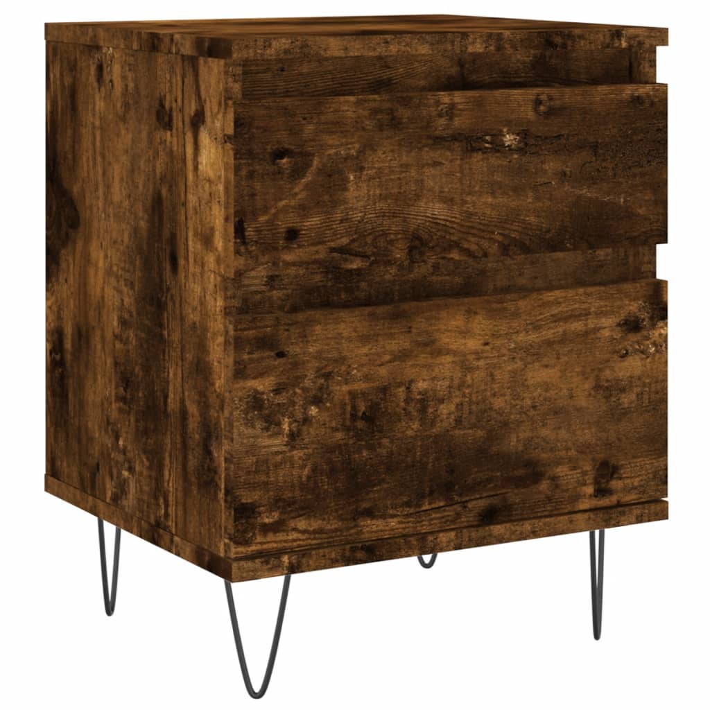 Nachtkastje 40x35x50 cm bewerkt hout gerookt eikenkleurig