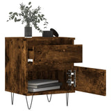 Nachtkastje 40x35x50 cm bewerkt hout gerookt eikenkleurig