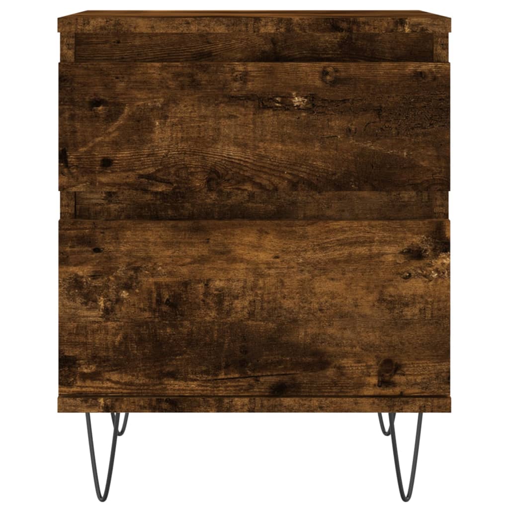 Nachtkastje 40x35x50 cm bewerkt hout gerookt eikenkleurig