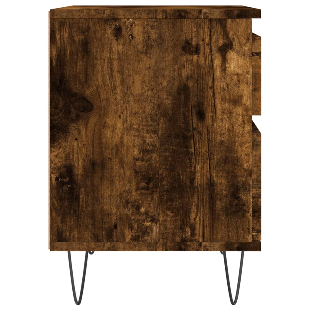 Nachtkastje 40x35x50 cm bewerkt hout gerookt eikenkleurig