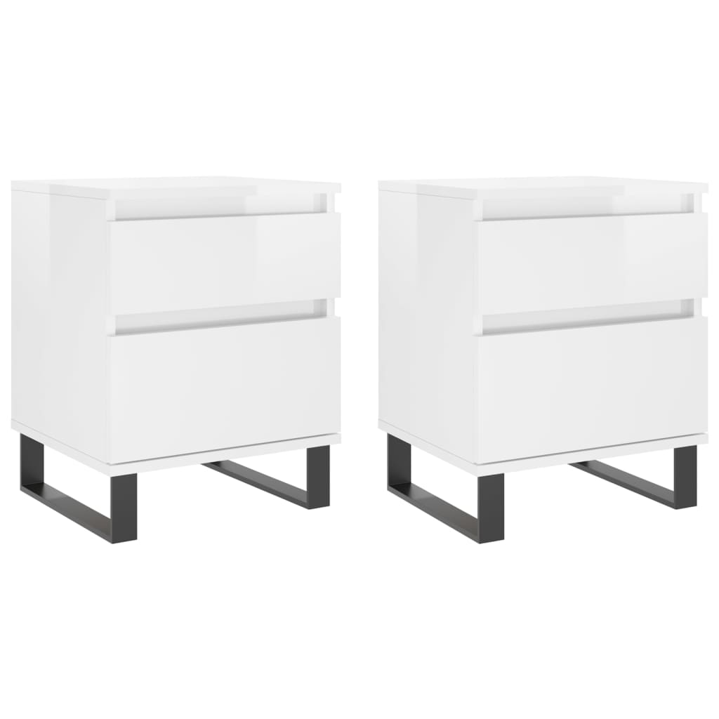 Nachtkastjes 2 st 40x35x50 cm bewerkt hout hoogglans wit
