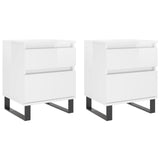 Nachtkastjes 2 st 40x35x50 cm bewerkt hout hoogglans wit