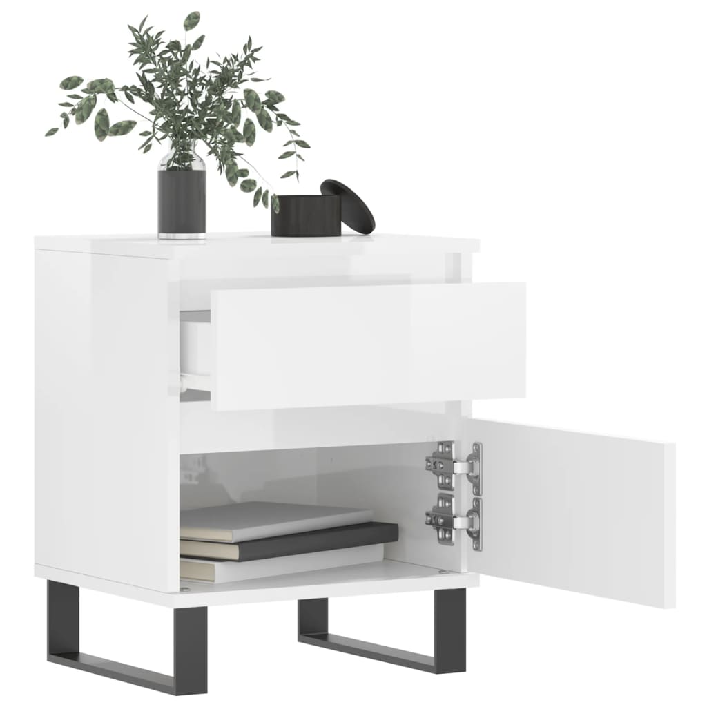 Nachtkastjes 2 st 40x35x50 cm bewerkt hout hoogglans wit