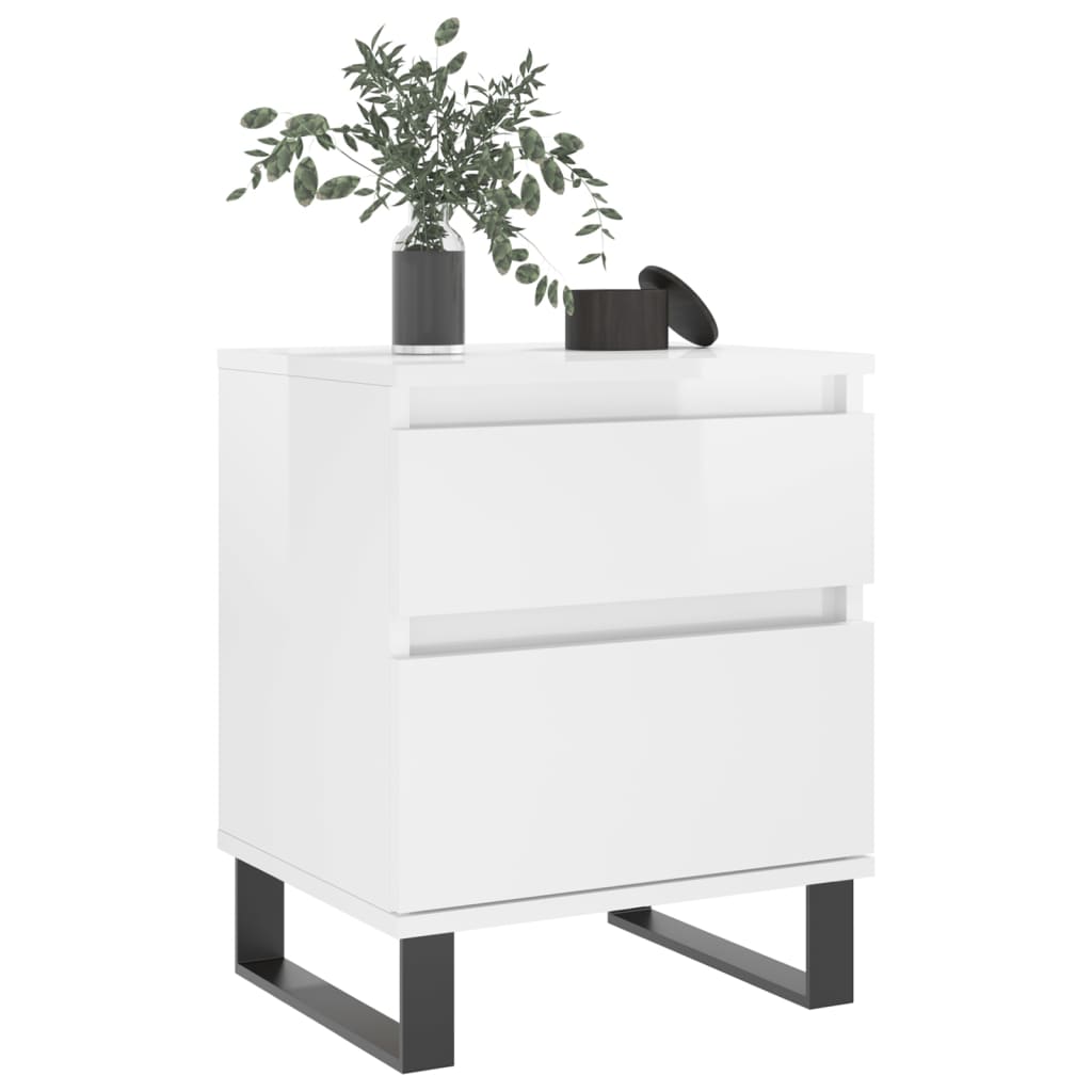 Nachtkastjes 2 st 40x35x50 cm bewerkt hout hoogglans wit