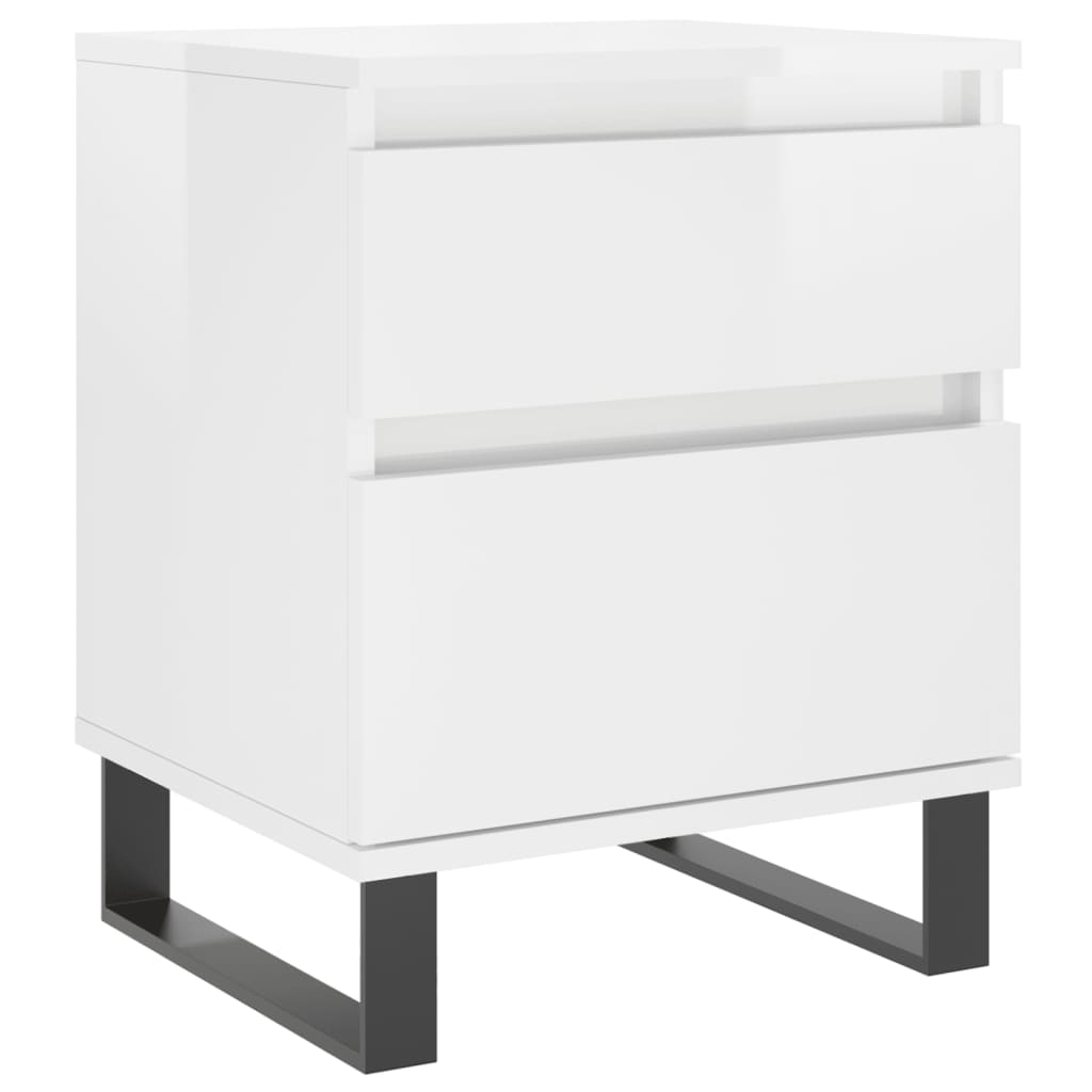 Nachtkastjes 2 st 40x35x50 cm bewerkt hout hoogglans wit