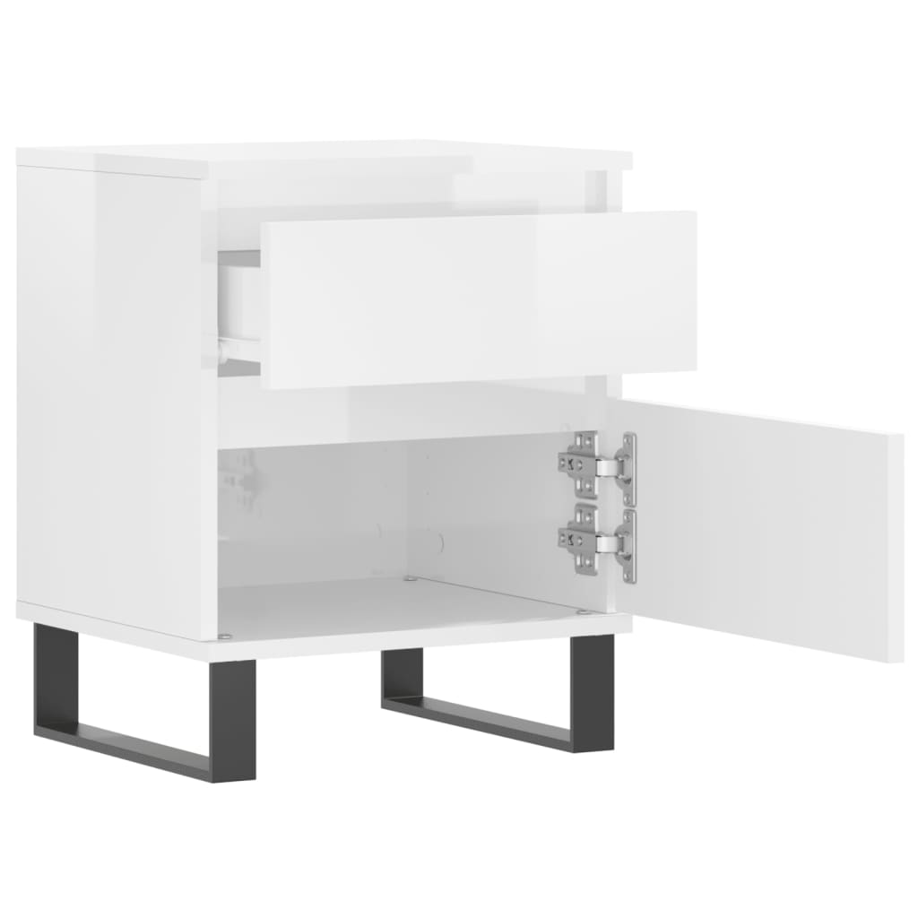 Nachtkastjes 2 st 40x35x50 cm bewerkt hout hoogglans wit