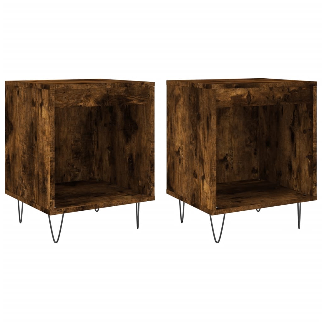 Nachtkastjes 2 st 40x35x50 cm bewerkt hout gerookt eikenkleurig