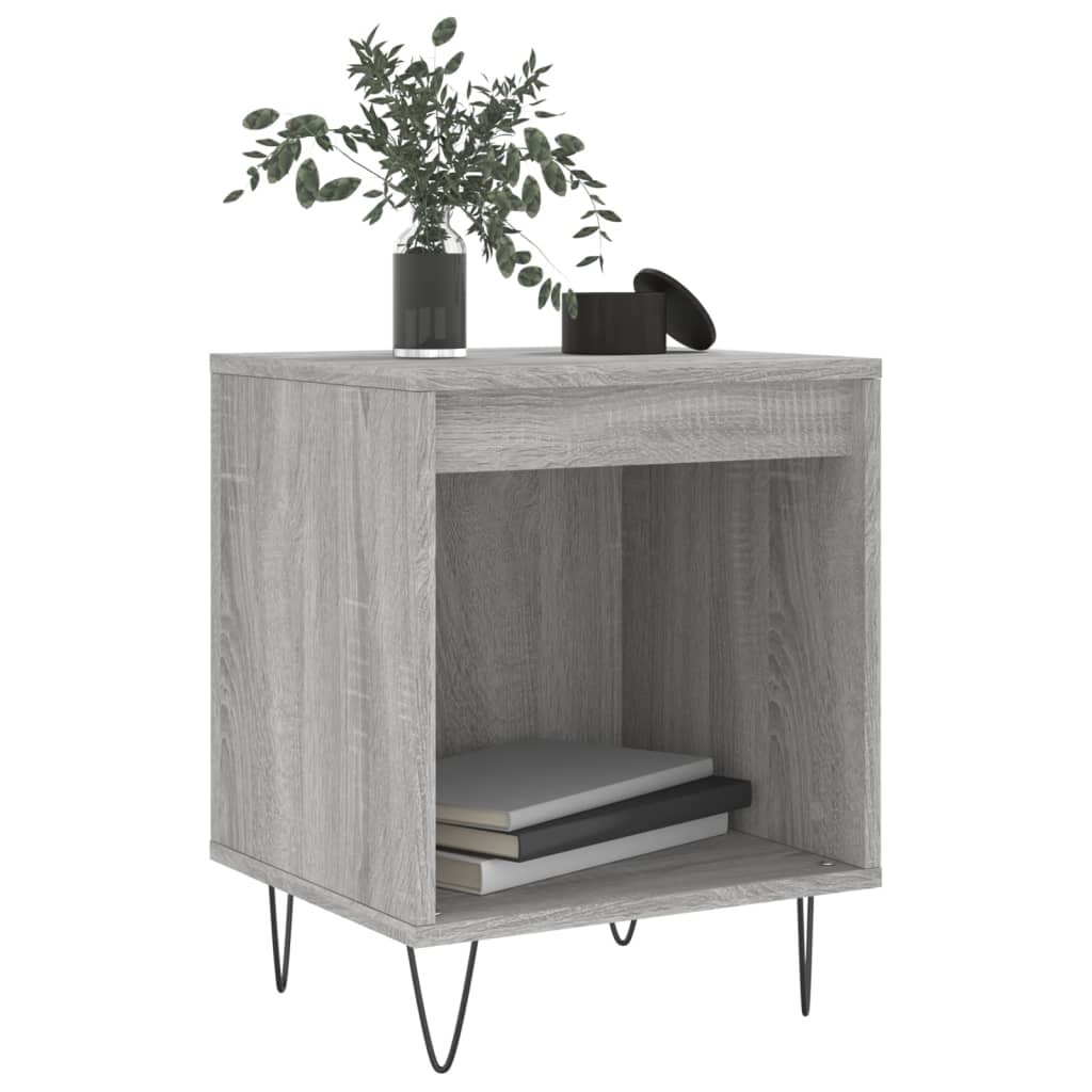 Nachtkastje 40x35x50 cm bewerkt hout grijs sonoma eikenkleurig