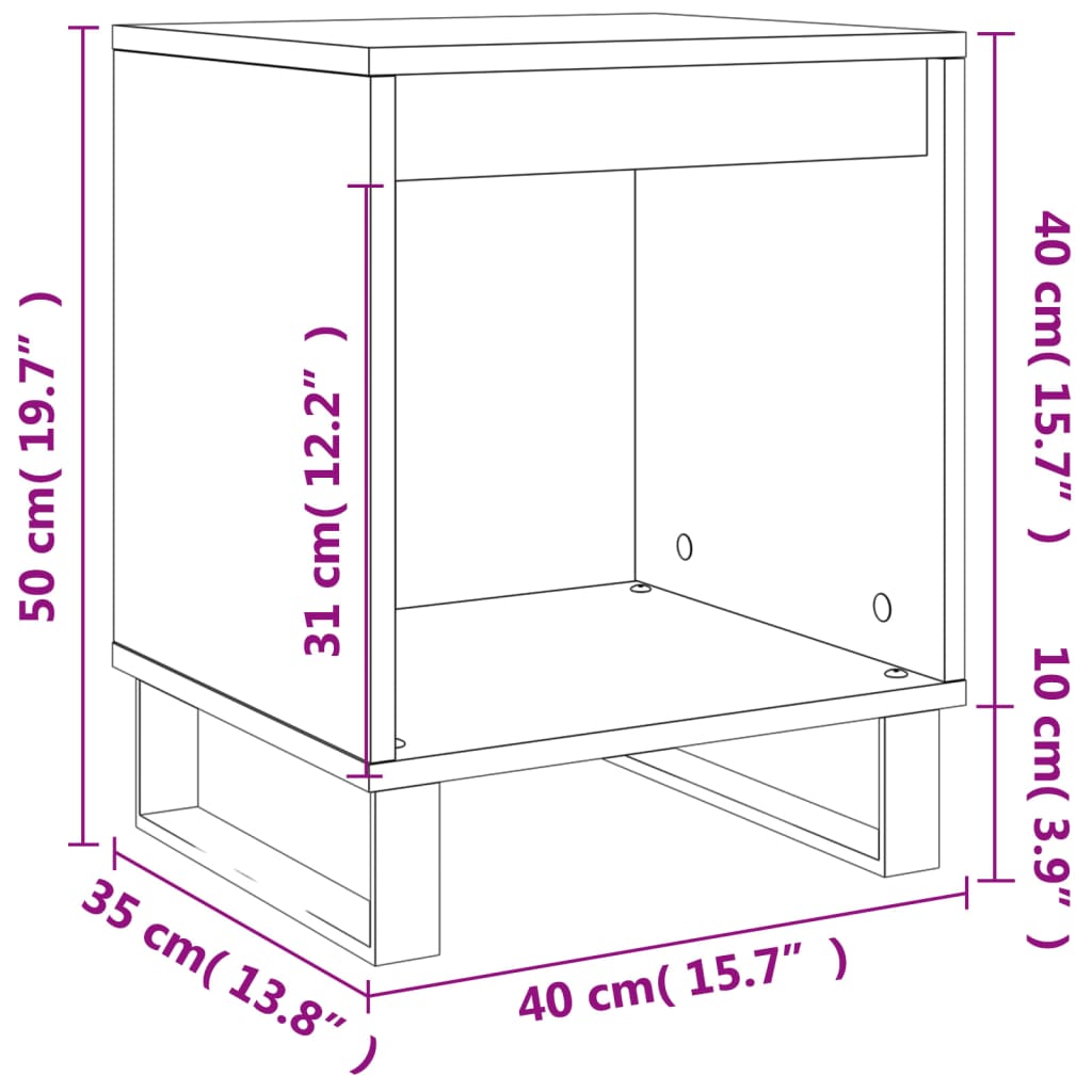 Nachtkastjes 2 st 40x35x50 cm bewerkt hout grijs sonoma eiken