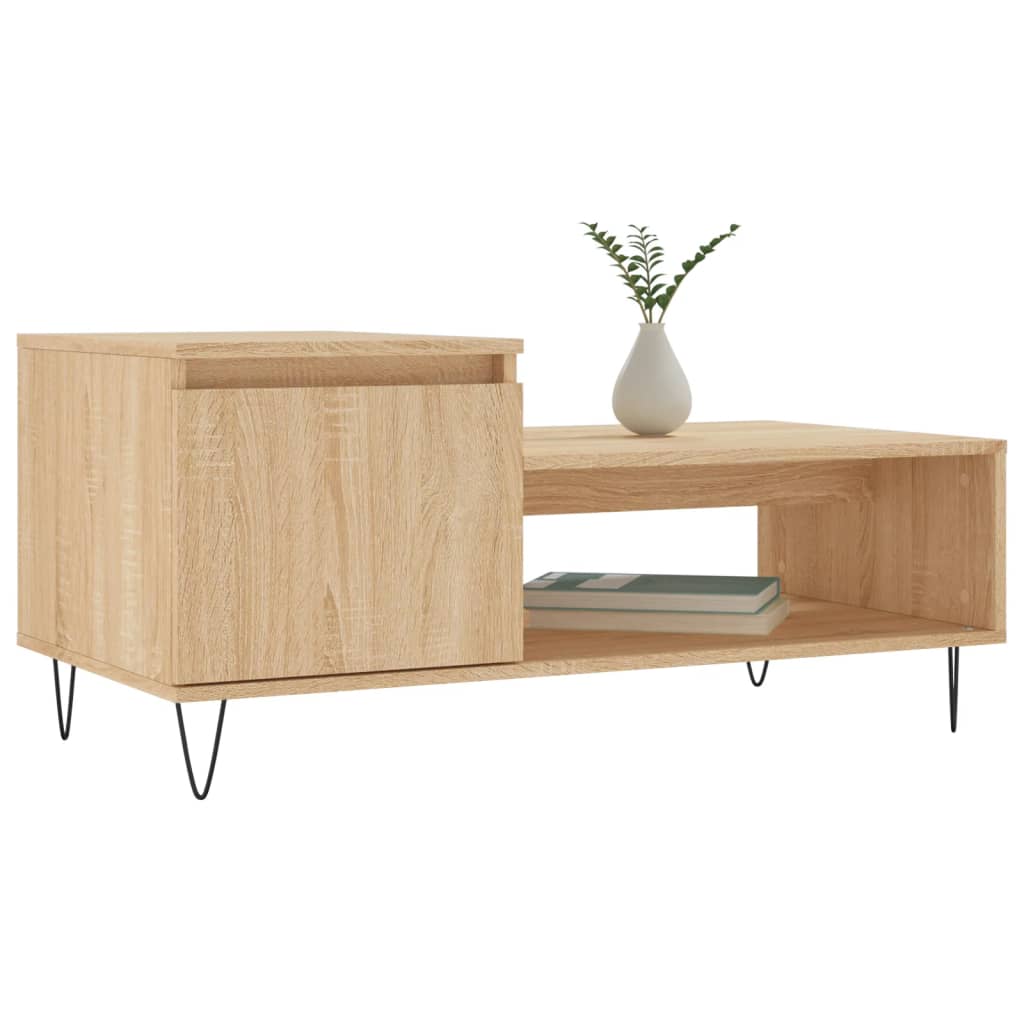Salontafel 100x50x45 cm bewerkt hout sonoma eikenkleurig