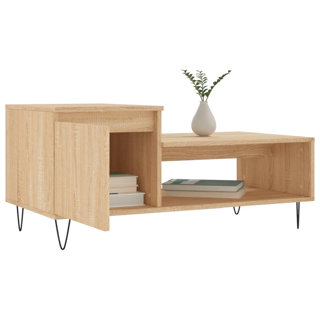 Salontafel 100x50x45 cm bewerkt hout sonoma eikenkleurig