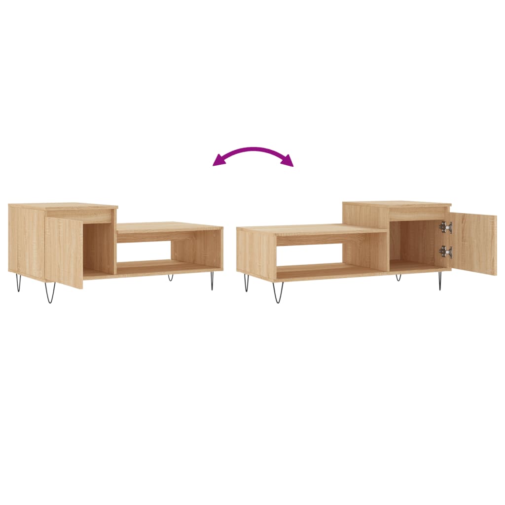 Salontafel 100x50x45 cm bewerkt hout sonoma eikenkleurig