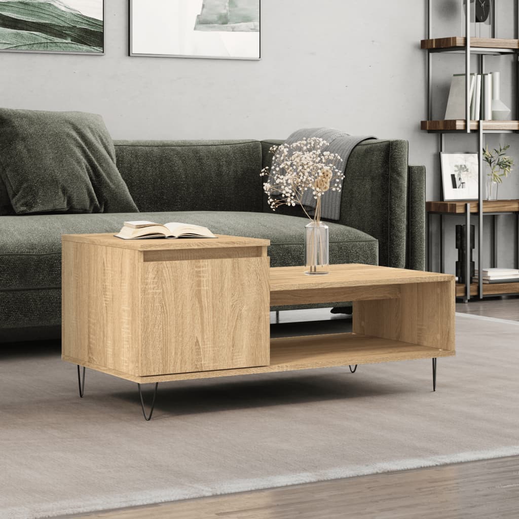 Salontafel 100x50x45 cm bewerkt hout sonoma eikenkleurig