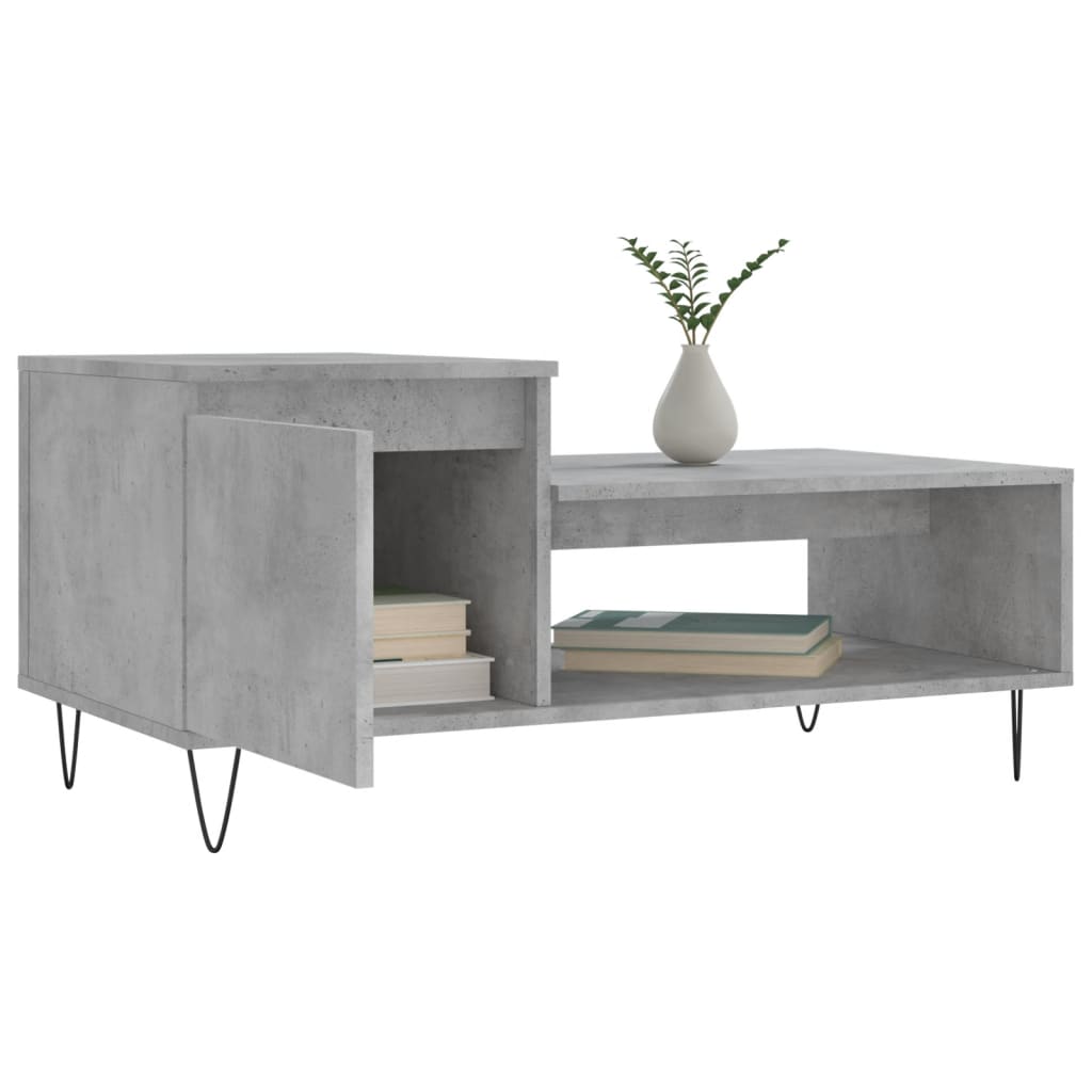 Salontafel 100x50x45 cm bewerkt hout betongrijs
