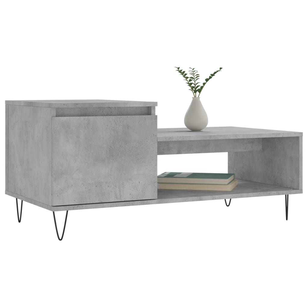 Salontafel 100x50x45 cm bewerkt hout betongrijs