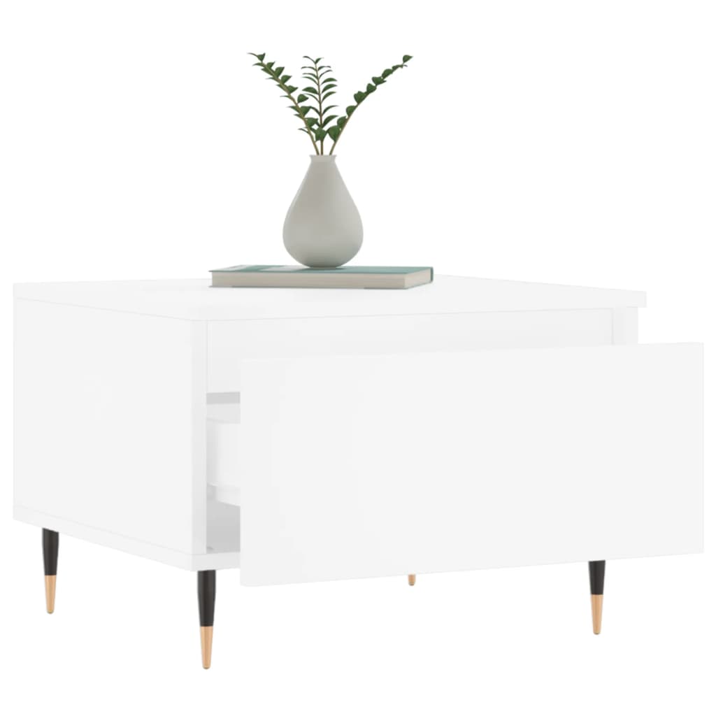 Salontafel 50x46x35 cm bewerkt hout wit