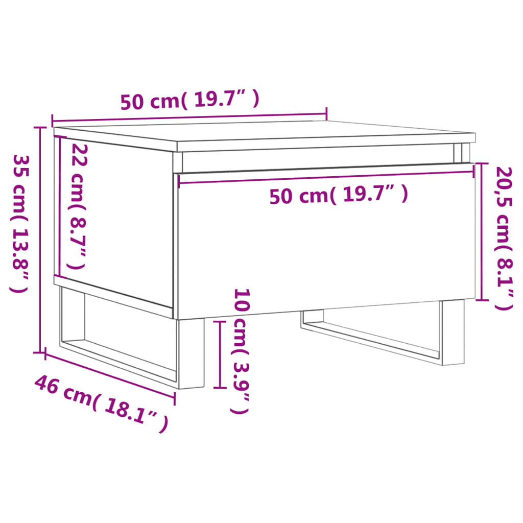 Salontafel 50x46x35 cm bewerkt hout sonoma eikenkleurig