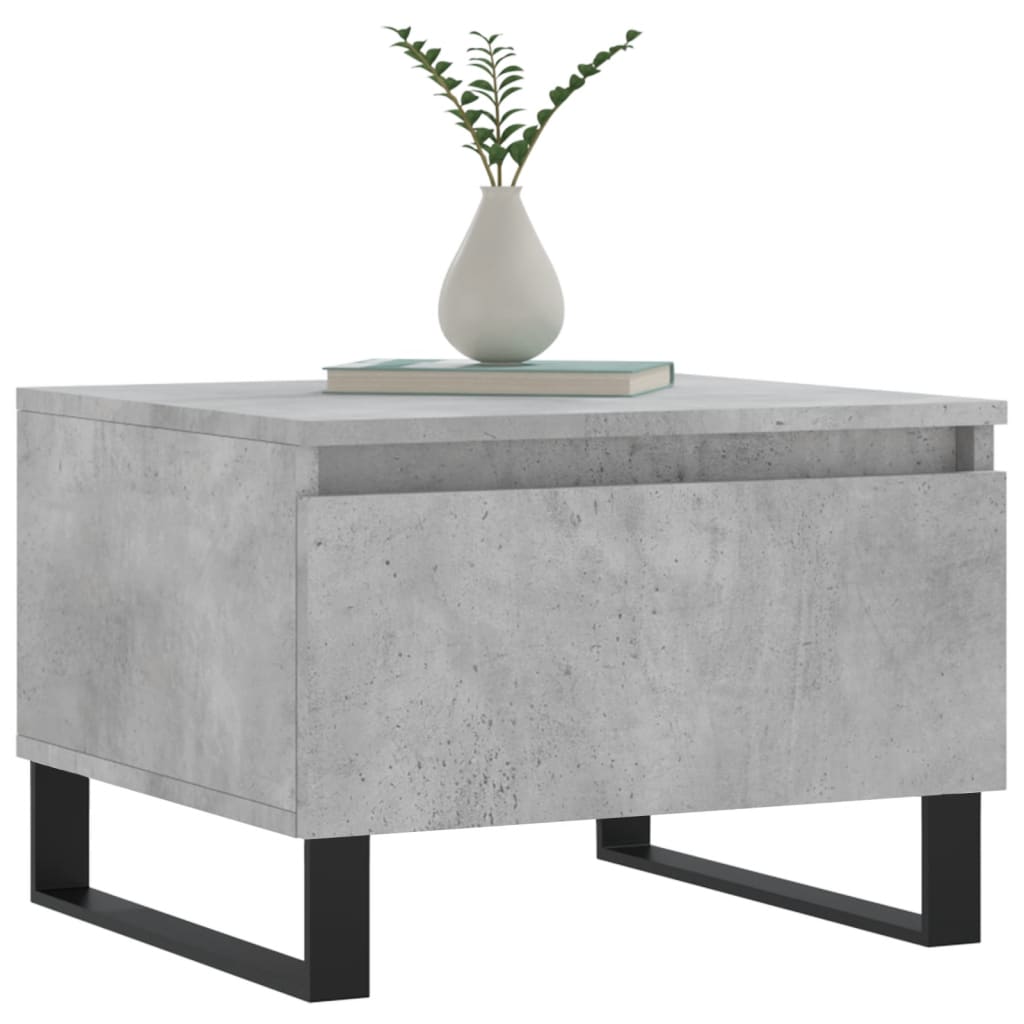 Salontafels 2 st 50x46x35 cm bewerkt hout betongrijs