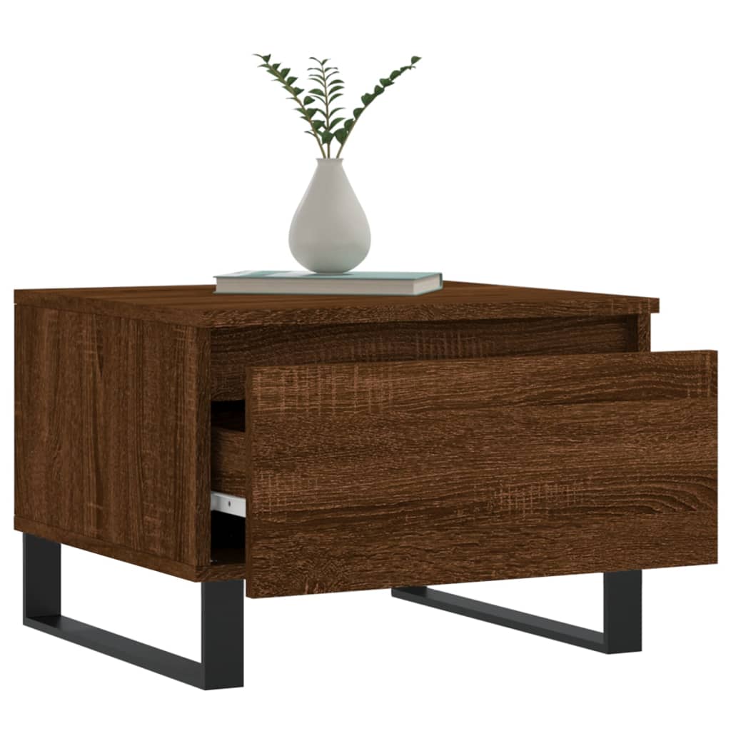 Salontafels 2 st 50x46x35 cm bewerkt hout bruin eikenkleur