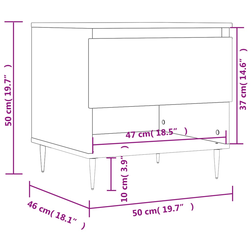 Salontafel 50x46x50 cm bewerkt hout zwart