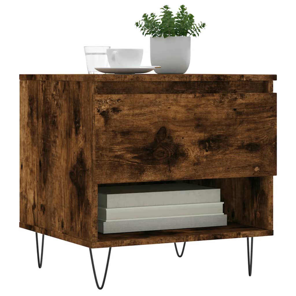 Salontafel 50x46x50 cm bewerkt hout gerookt eikenkleurig
