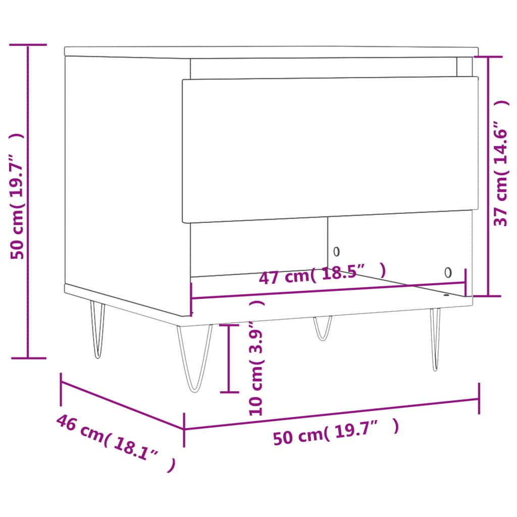 Salontafel 50x46x50 cm bewerkt hout gerookt eikenkleurig