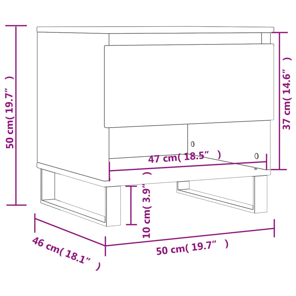 Salontafel 50x46x50 cm bewerkt hout zwart