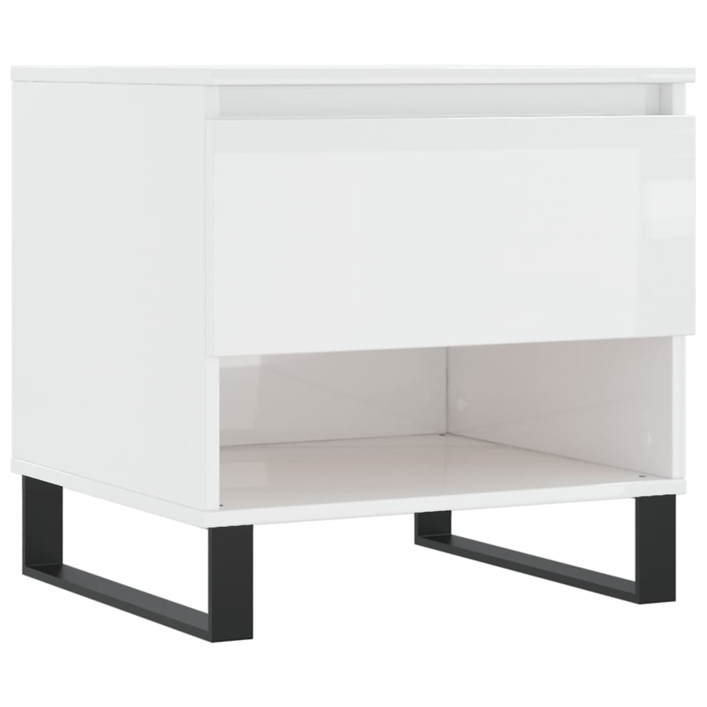 Salontafel 50x46x50 cm bewerkt hout hoogglans wit