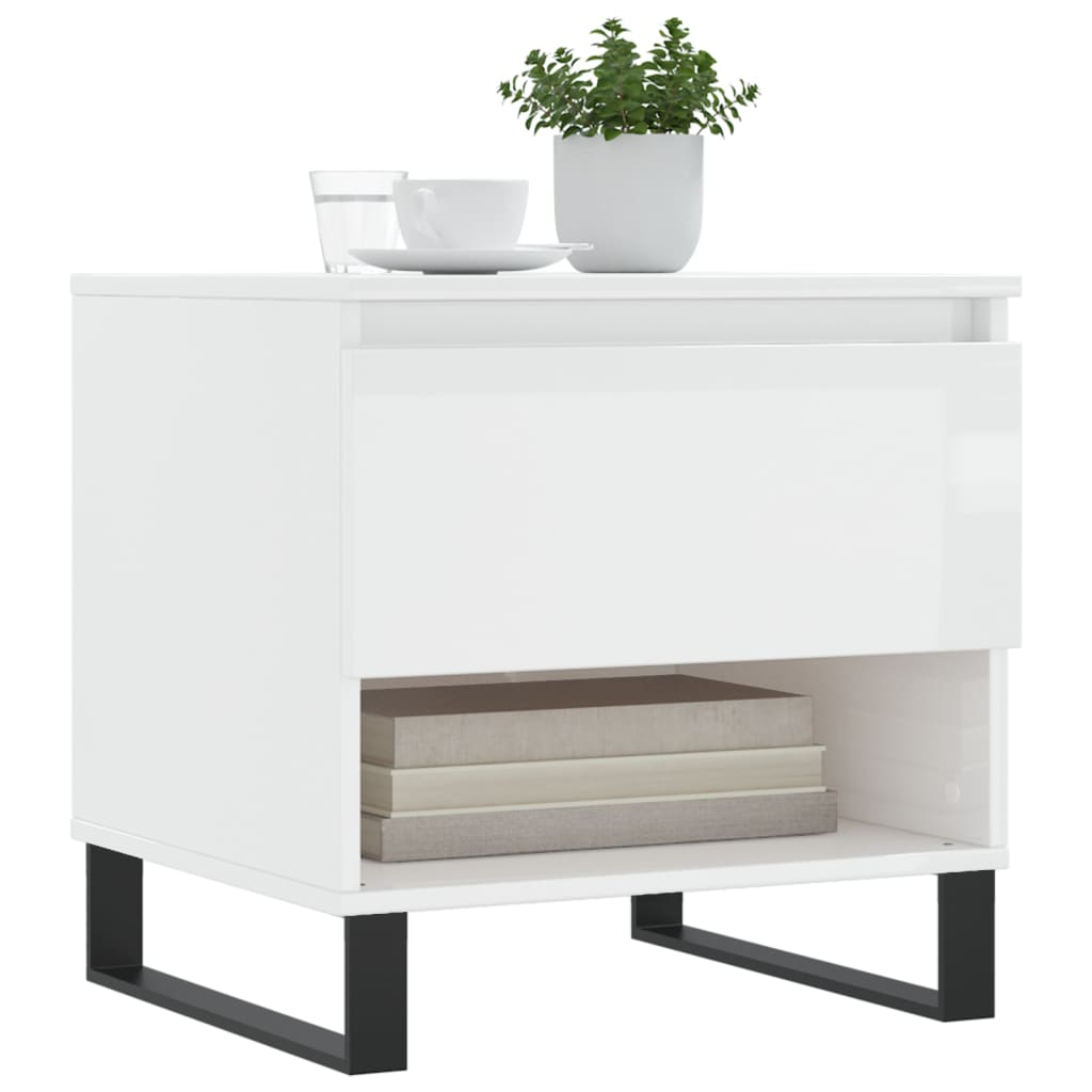 Salontafel 50x46x50 cm bewerkt hout hoogglans wit