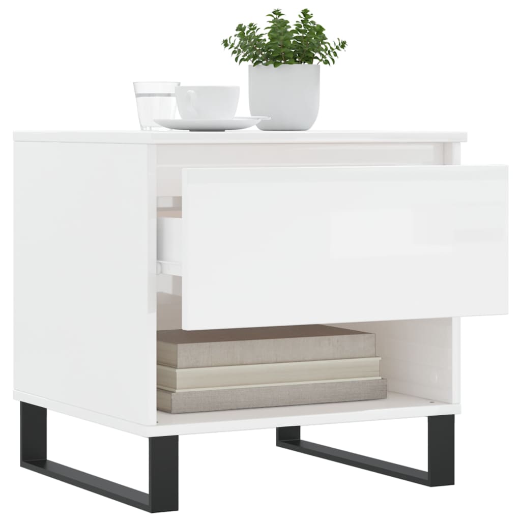 Salontafel 50x46x50 cm bewerkt hout hoogglans wit
