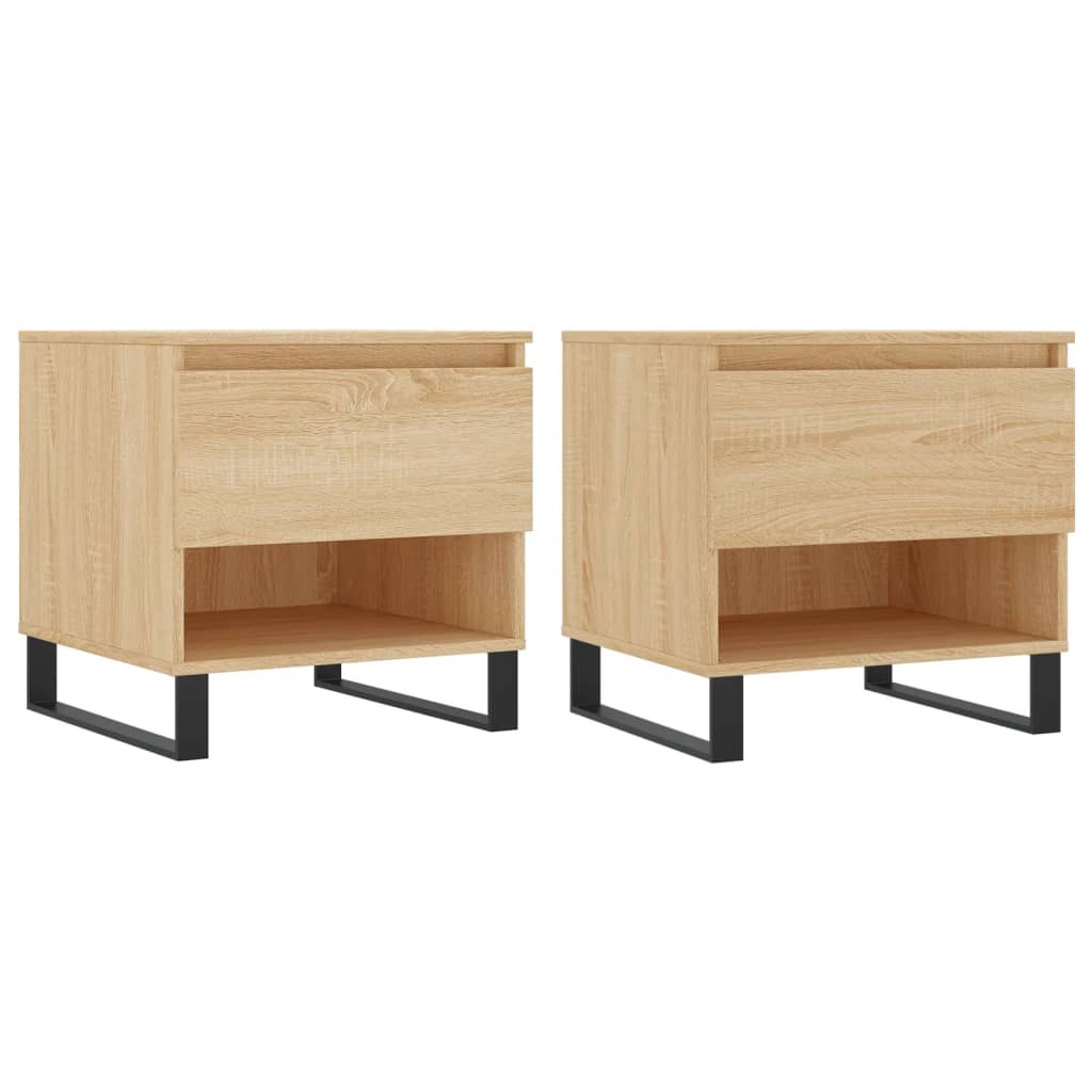 Salontafels 2 st 50x46x50 cm bewerkt hout sonoma eikenkleurig