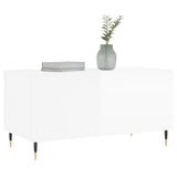 Salontafel 90x44,5x45 cm bewerkt hout hoogglans wit
