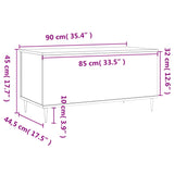 Salontafel 90x44,5x45 cm bewerkt hout hoogglans wit
