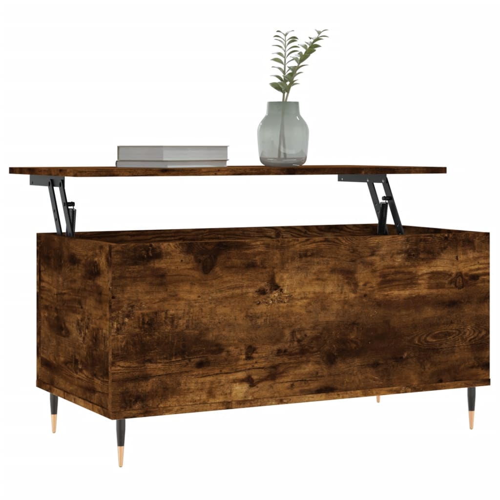 Salontafel 90x44,5x45 cm bewerkt hout gerookt eikenkleurig