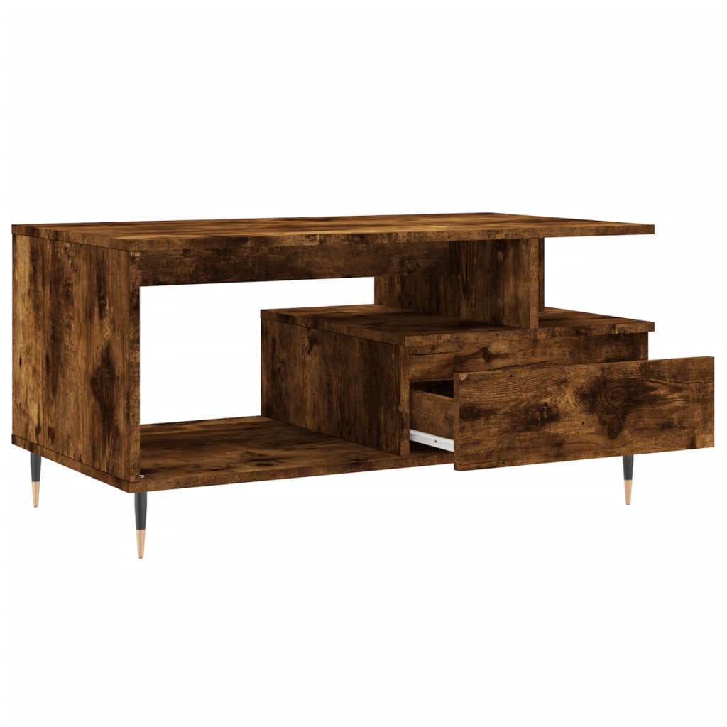 Salontafel 90x49x45 cm bewerkt hout gerookt eikenkleurig