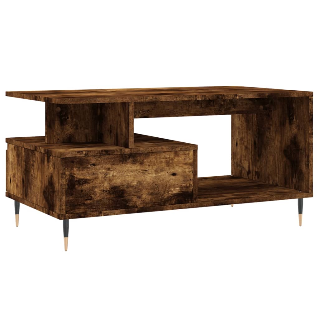 Salontafel 90x49x45 cm bewerkt hout gerookt eikenkleurig