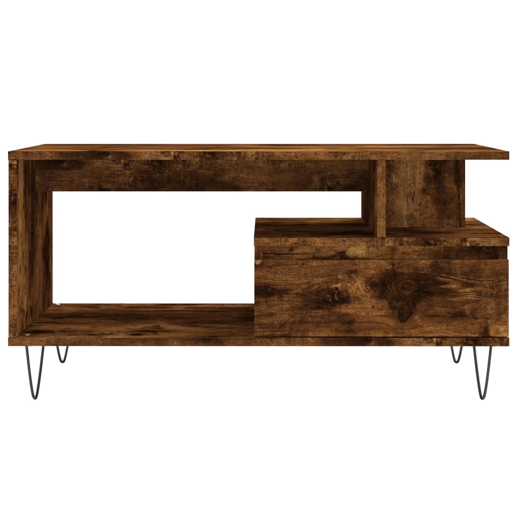 Salontafel 90x49x45 cm bewerkt hout gerookt eikenkleurig