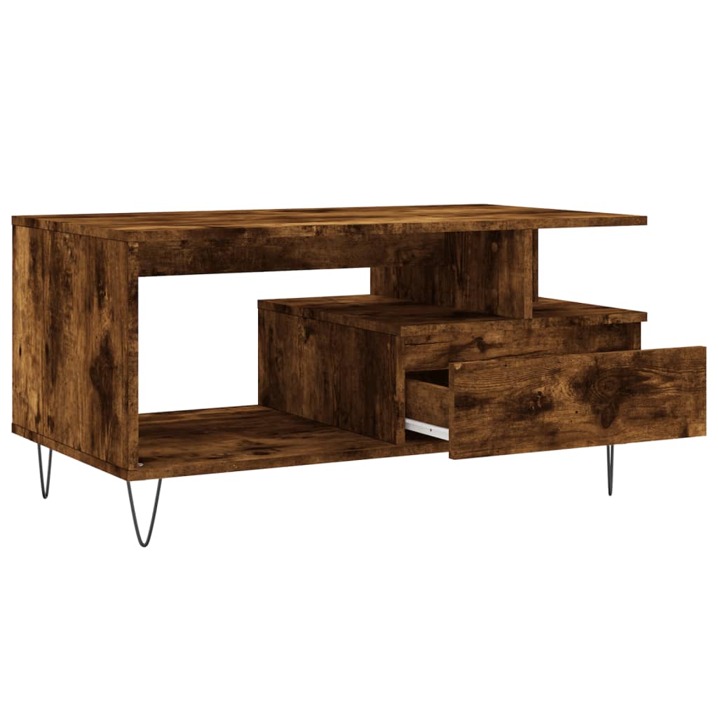 Salontafel 90x49x45 cm bewerkt hout gerookt eikenkleurig
