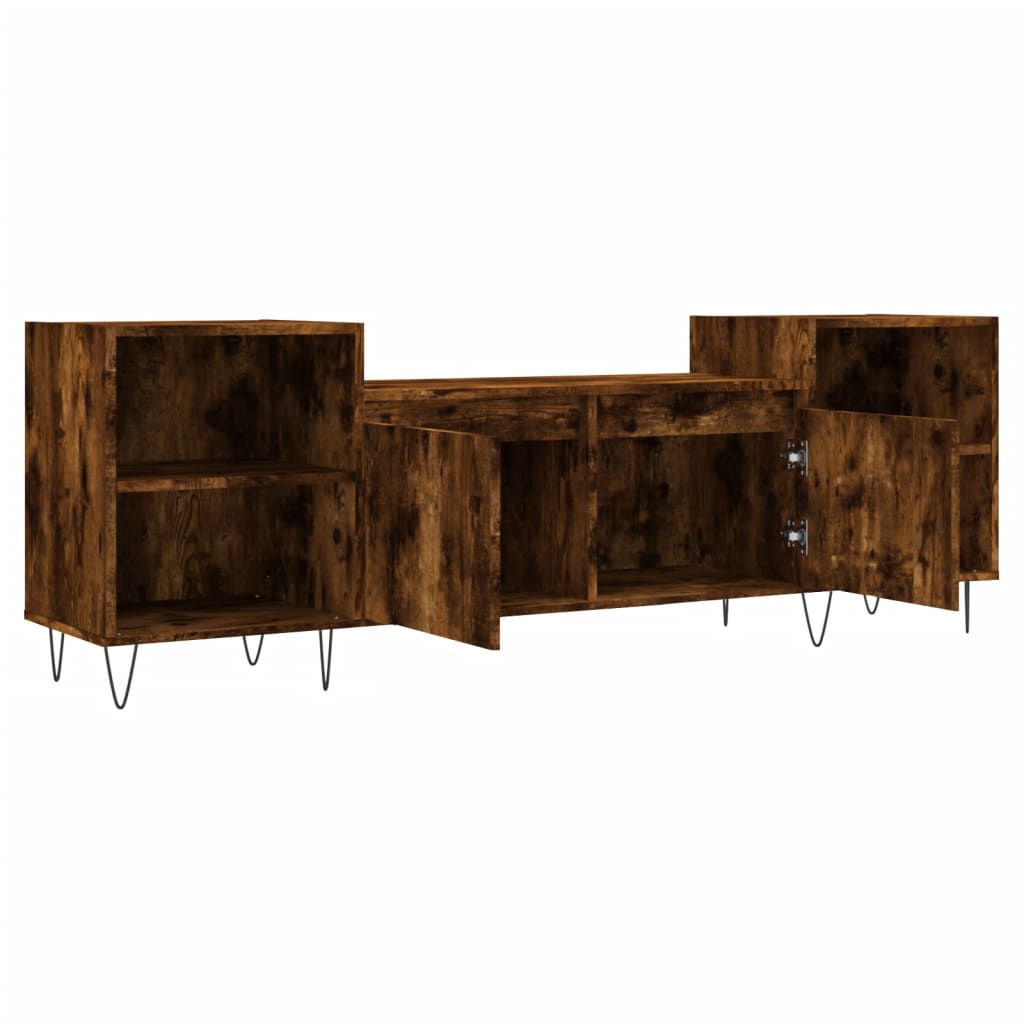 Tv-meubel 160x35x55 cm bewerkt hout gerookt eikenkleurig