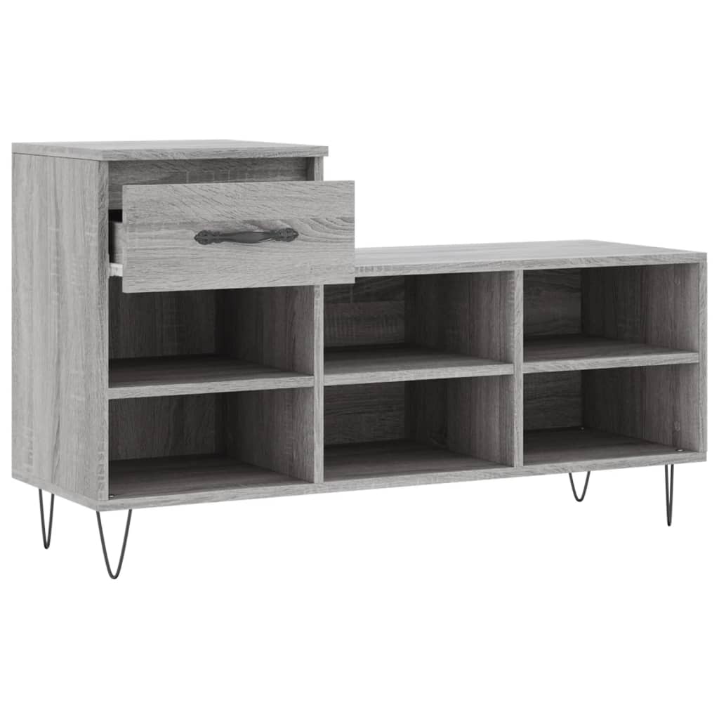 Schoenenkast 102x36x60 cm bewerkt hout sonoma grijs