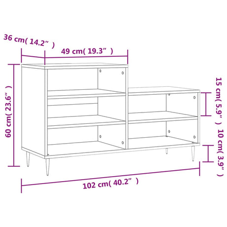 Schoenenkast 102x36x60 cm bewerkt hout wit