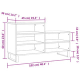 Schoenenkast 102x36x60 cm bewerkt hout hoogglans wit